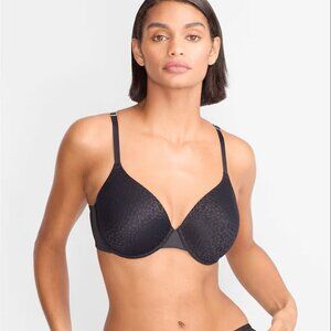Natori Comfort Evolution Black Mesh Adjustable Straps Push-Up Bra 32D